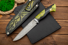 Нож Орикс с формованными ножнами (AUS10Co, Гибрид стаб. кап клена, Алюминий, Обработка клинка Stonewash)