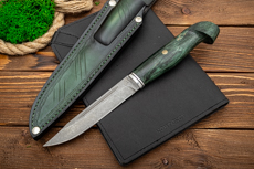 Нож Финка Юсси с формованными ножнами (AUS10Co, Стабилизированная древесина, Алюминий, Обработка клинка Stonewash)