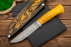 Нож Защитник с формованными ножнами (110Х18М-ШД, Стабилизированная древесина, Алюминий, Обработка клинка Stonewash)